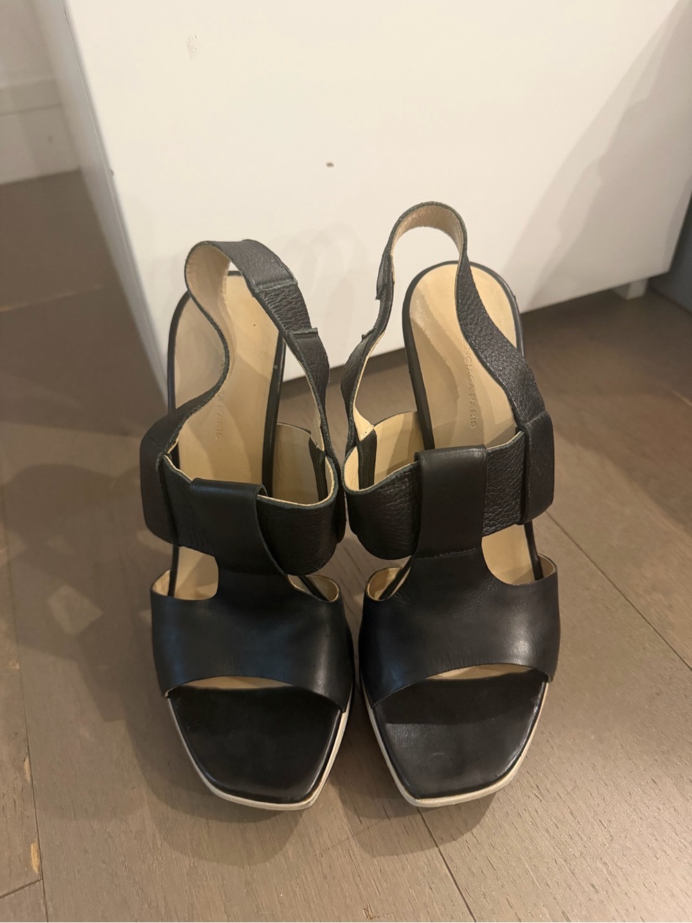 Balenciaga Black and White Slingback Stiletto Sandals